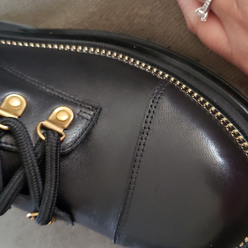 Kurt Geiger Combat Grunge Whimsigoth Black Leather Ankle Boot 6.5 (36.5) New - Picture 9 of 13